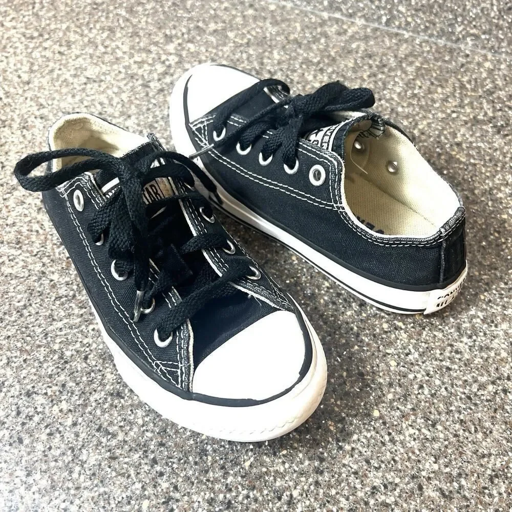 Converse All Star Little Kids Size 12 Low Top Black Canvas Sneaker Shoes Lace Up